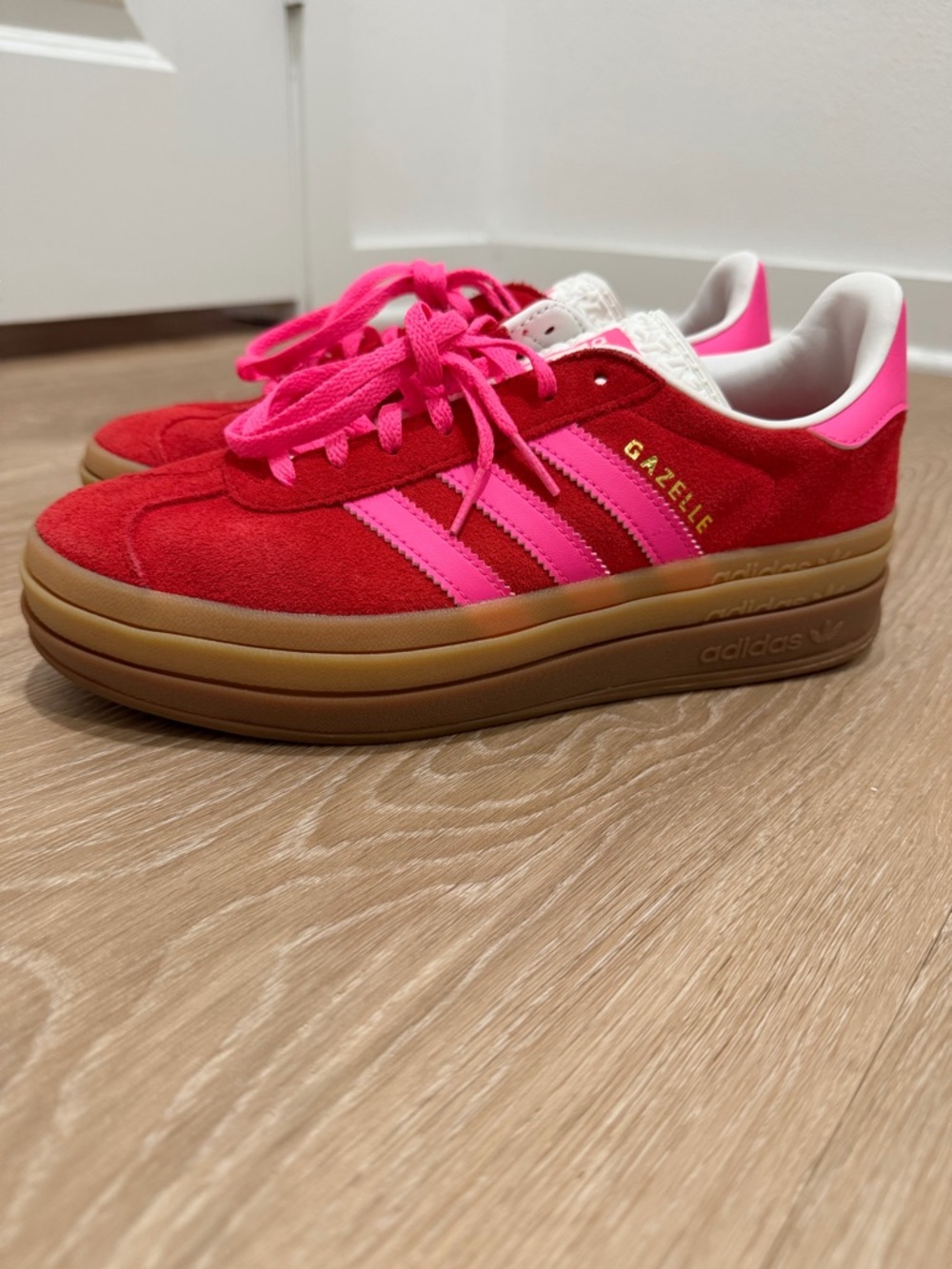 Adidas Gazelle Bold sneakers in the Collegiate Red and Lucid Pink colorway - Picture 4 of 5